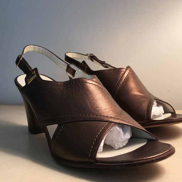 CASADEI BRONZE LEATHER SANDALS - Picture 2 of 9